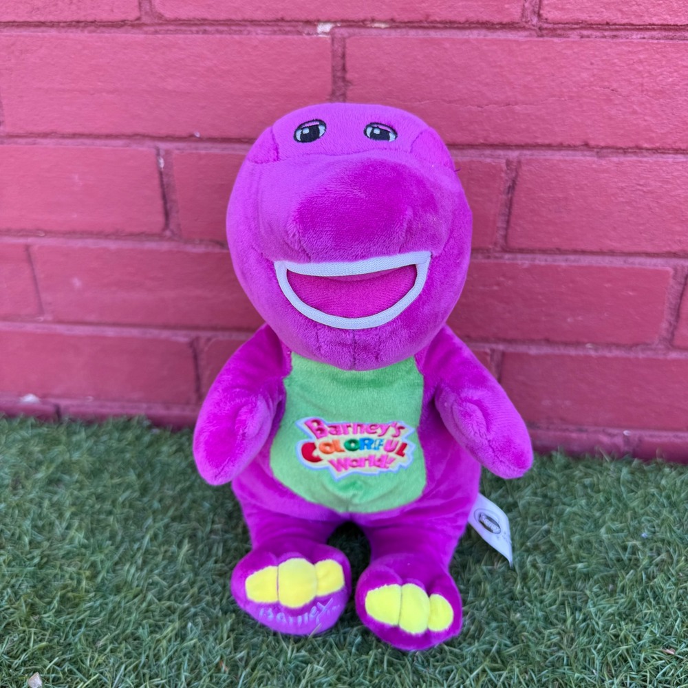 Barneys Colorful World 13" Plush Video Singing Purple‎ Dinosaur 2015 Lyons TV